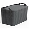 Strata Urban Charcoal Plastic Stackable Storage basket (H)35cm (W)54cm (D)33cm