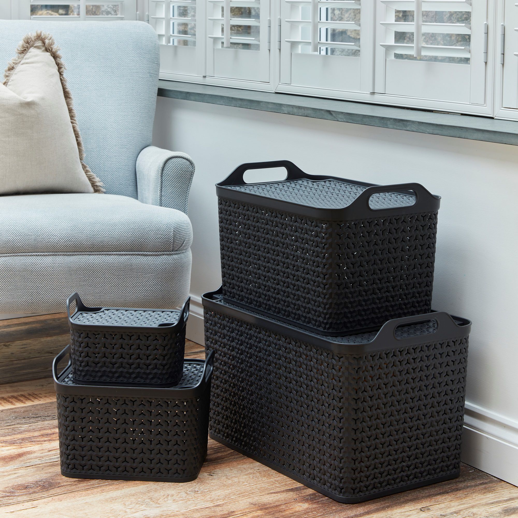 Strata Urban Charcoal Plastic Stackable Storage basket