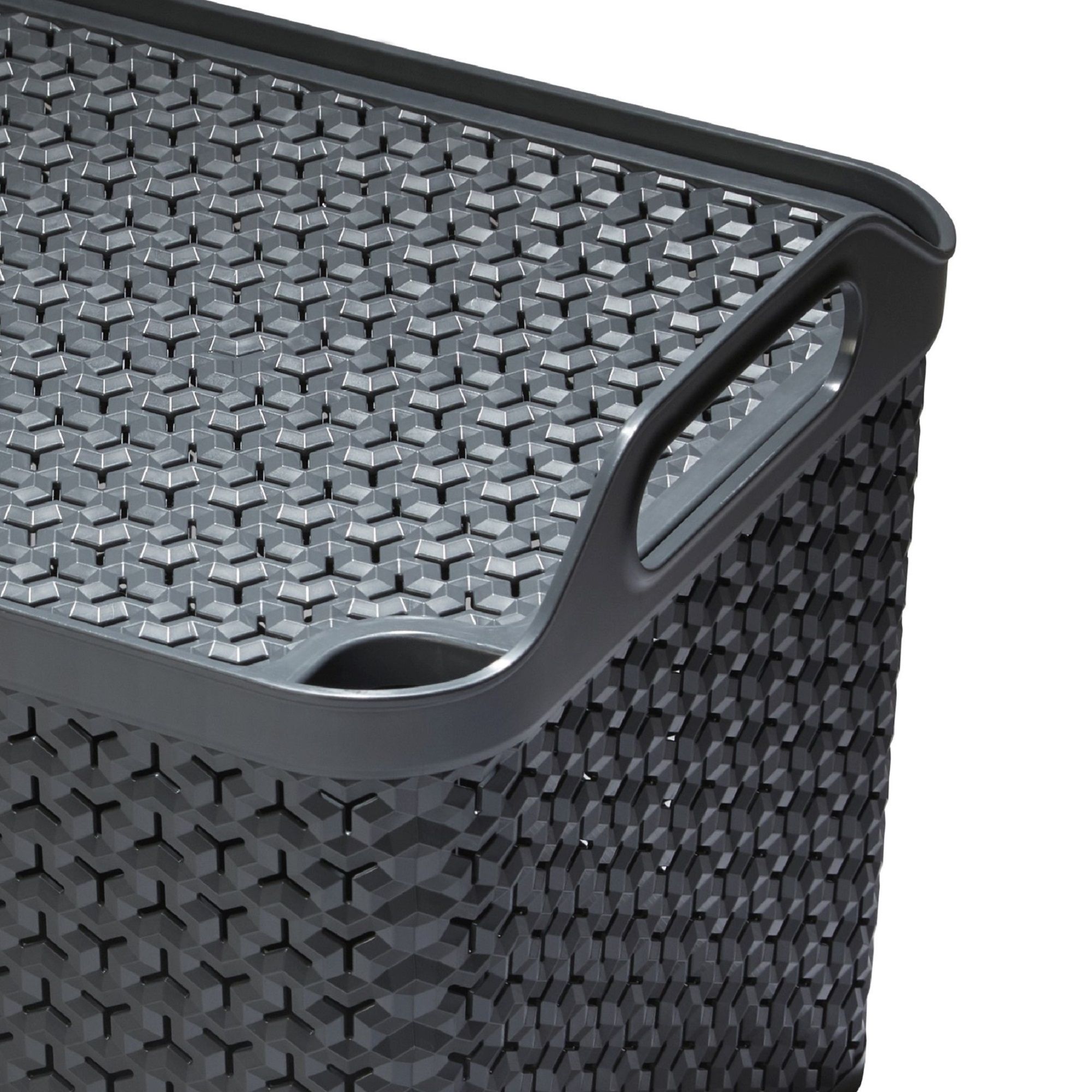 Strata Urban Dark grey Plastic Stackable Storage basket & Lid (H)29cm (W)30cm (D)43.5cm