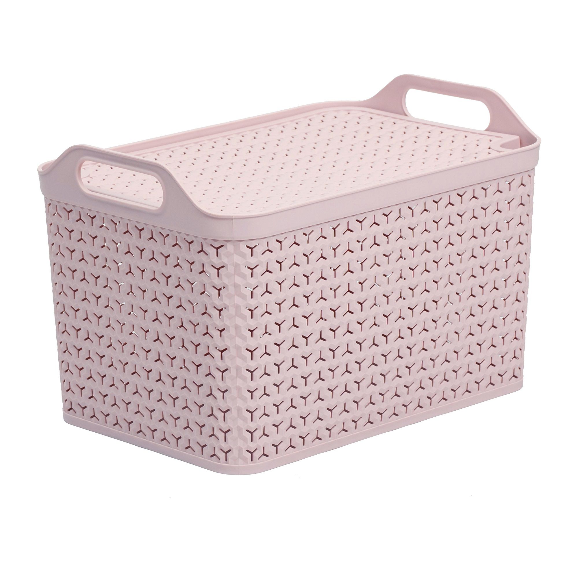 Strata Urban Pink Plastic Large Stackable Storage basket & Lid (H)29cm (W)30cm (D)43.5cm