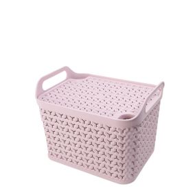 Strata Urban Pink Plastic Medium Stackable Storage basket & Lid (H)23cm (W)23.5cm (D)30.5cm