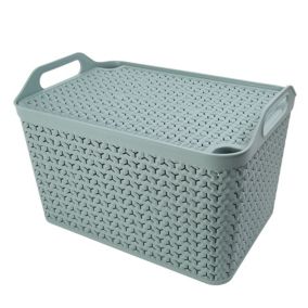 Strata Urban Sage green Plastic Large Stackable Storage basket & Lid (H)29cm (W)30cm (D)43.5cm