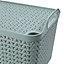 Strata Urban Sage green Plastic Medium Stackable Storage basket & Lid (H)23cm (W)23.5cm (D)30.5cm