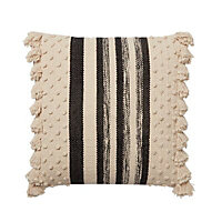 Striped Black & natural Cushion (L)10cm x (W)45cm