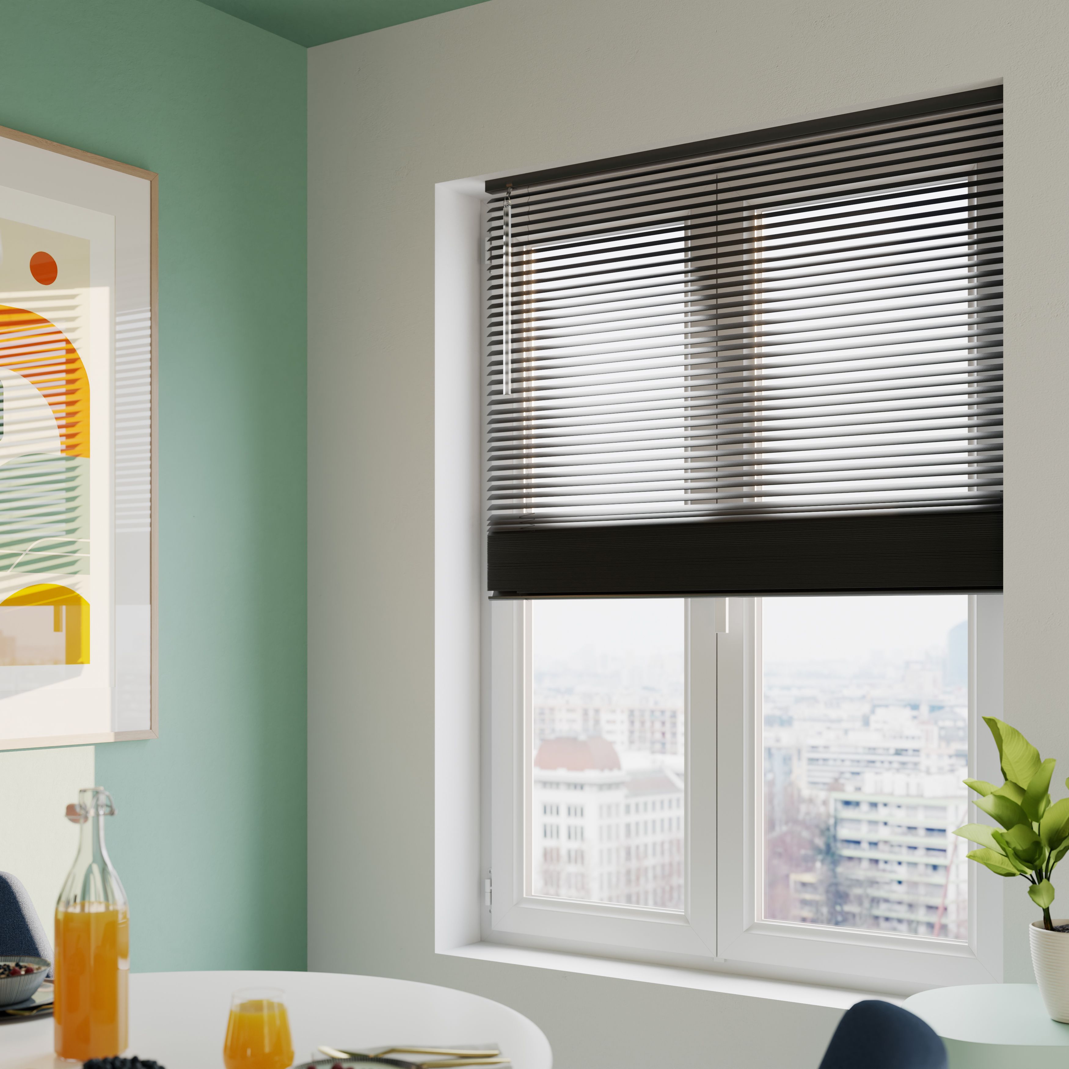 Studio Black Aluminium Venetian Blind (W)160cm (L)180cm