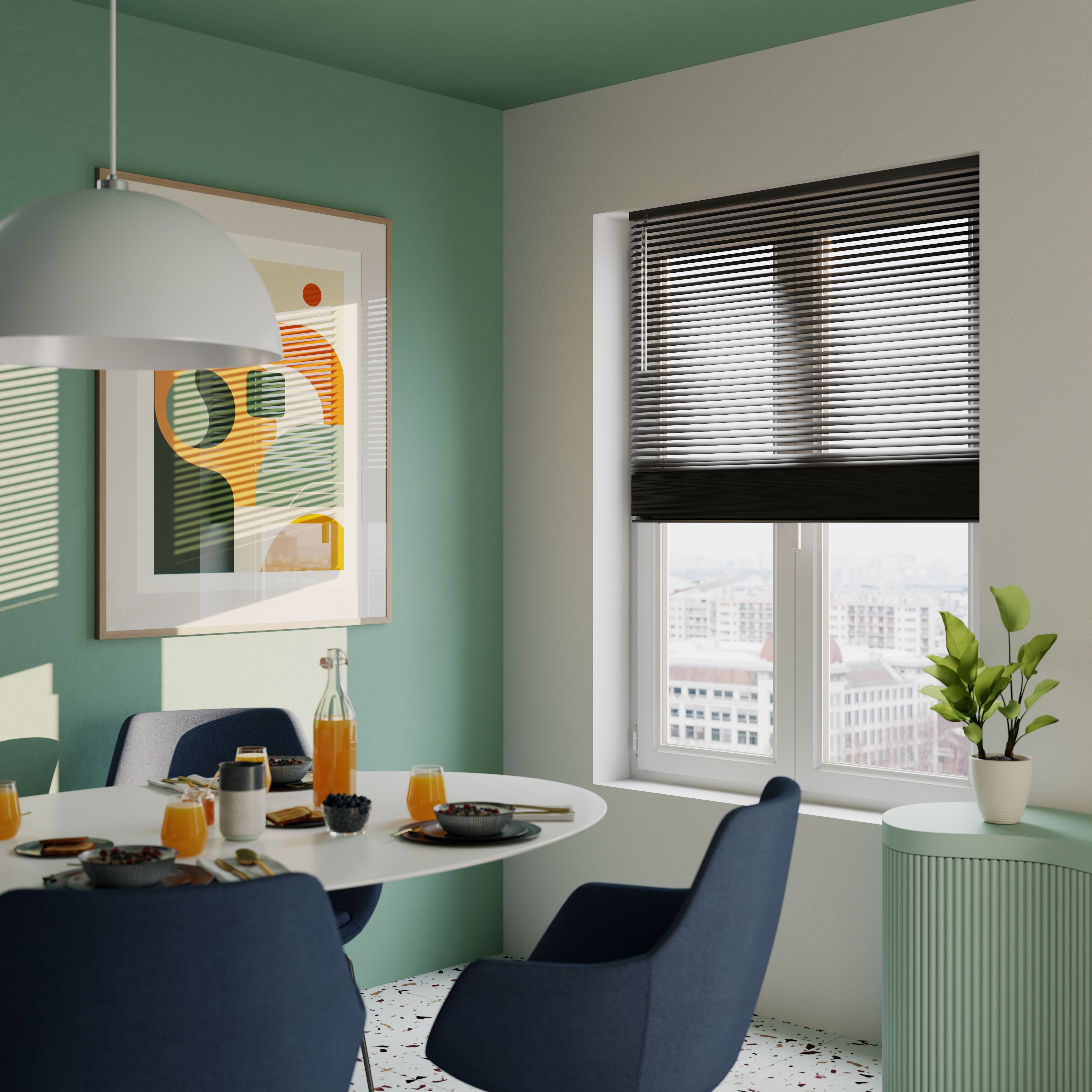 Studio Black Aluminium Venetian Blind (W)160cm (L)180cm