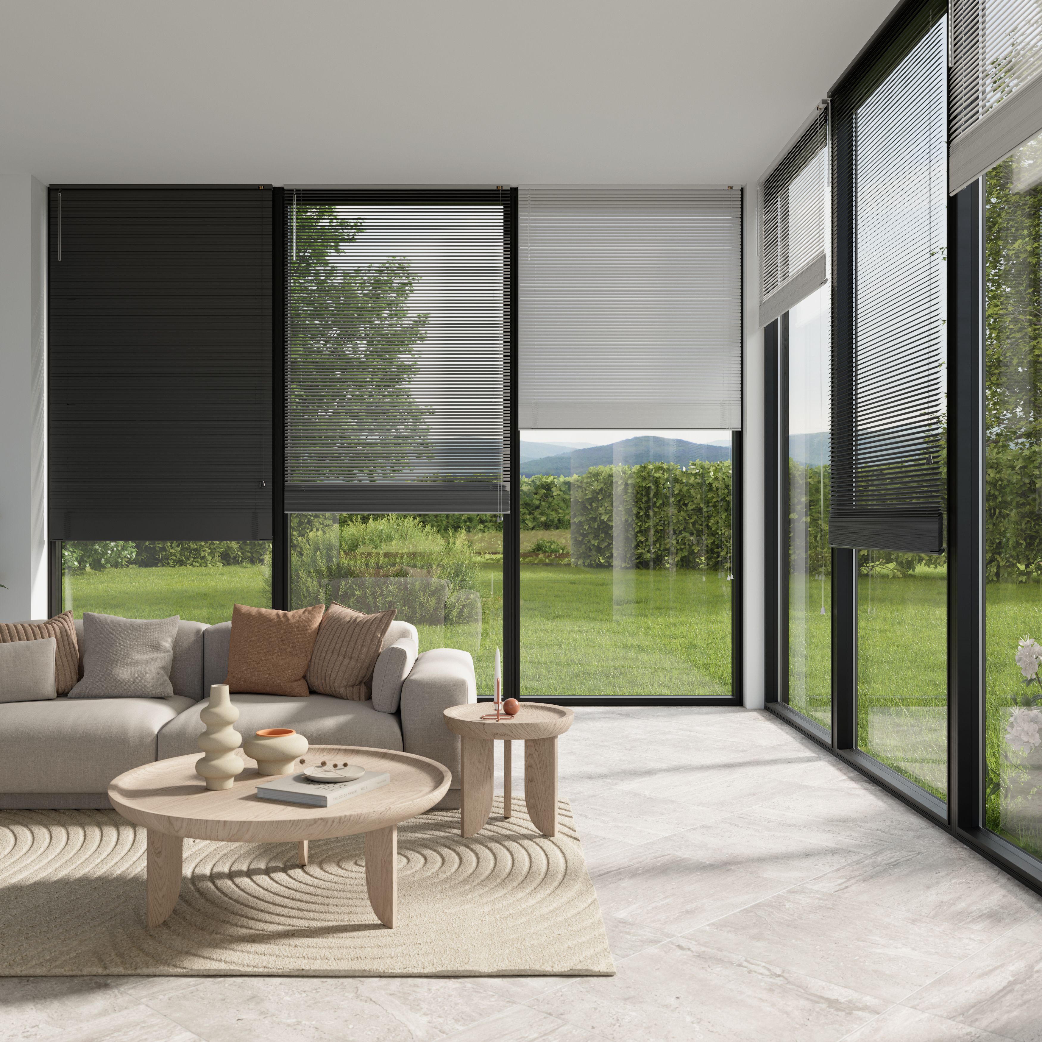 Studio Grey Nickel effect Aluminium Venetian Blind (W)180cm (L)180cm