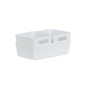 Studio High Polished Finish White Plastic Nestable Storage basket (H)9mm (W)12.5mm, Set of 3