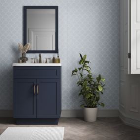Stylepanel Gloss Blue Escallop Acrylic Bathroom Decorative panel (H)2400mm (W)1200mm