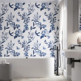 Stylepanel Gloss Blue Heritage Acrylic Bathroom Decorative panel (H)2400mm (W)1200mm