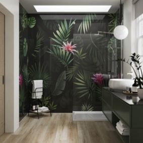 Stylepanel Gloss Green Bromeliad Acrylic Bathroom Decorative panel (H)2400mm (W)896mm