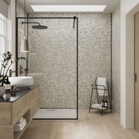 Stylepanel Matt Grey Terrazzo grigio Laminated Bathroom Decorative panel (H)2440mm (W)900mm