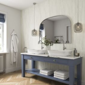 Stylepanel Matt Grey Washed Wood effect Laminated Bathroom Decorative panel (H)2440mm (W)579mm