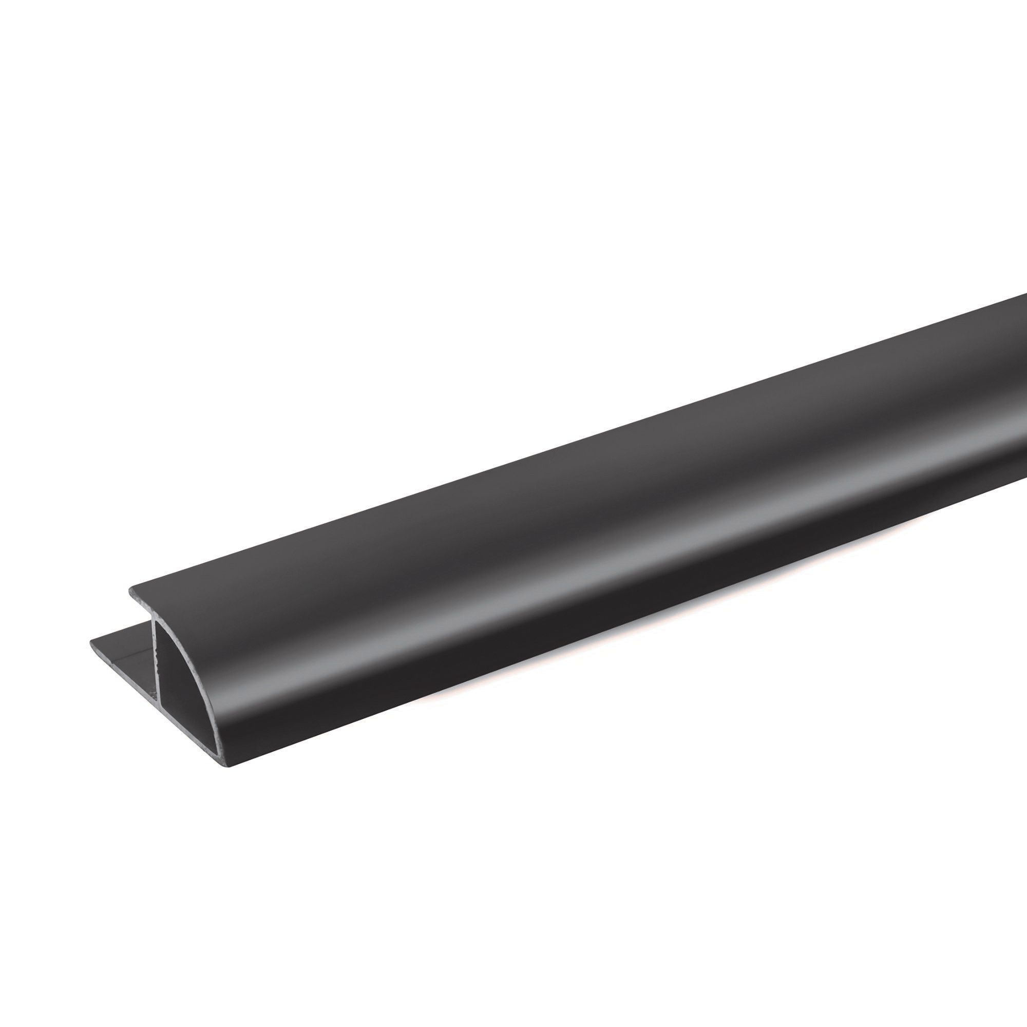Stylepanel Straight Quadrant trim Polished Panel end cap (W)11mm (T)30mm - Matt black