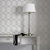 Sublime Darcy Pearl Circles Silver effect Smooth Wallpaper