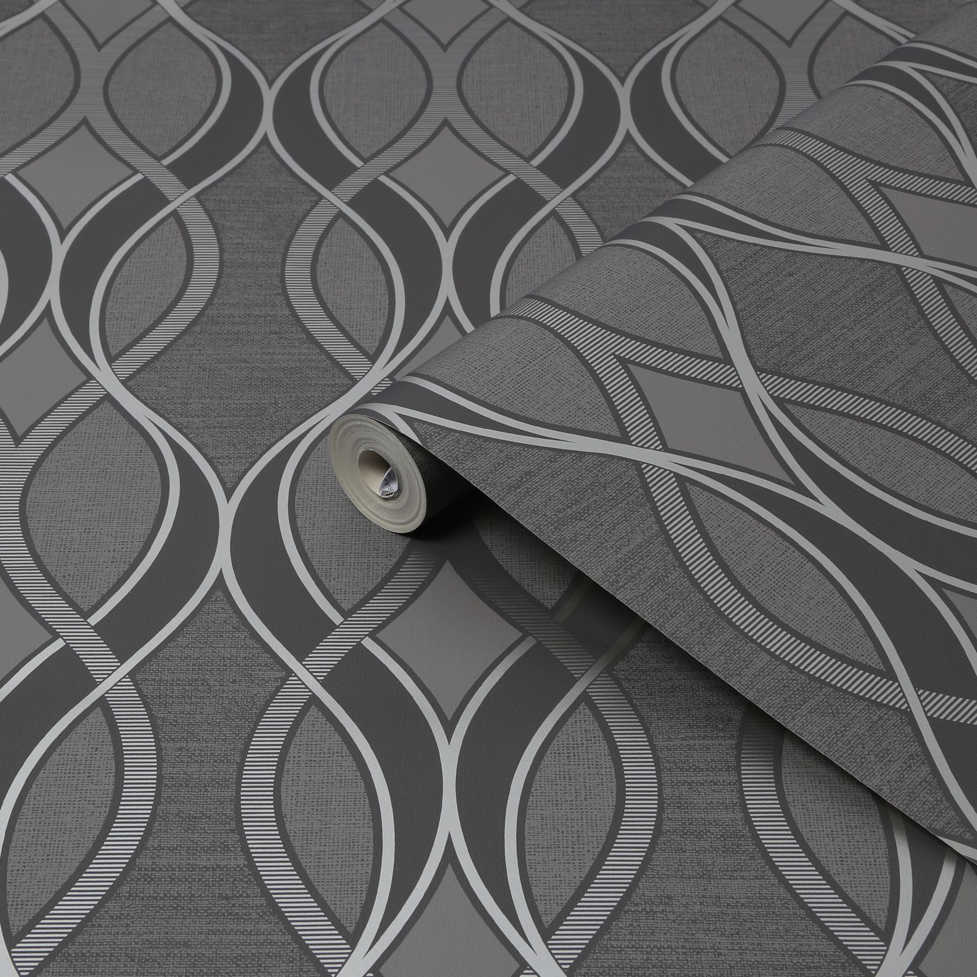 Sublime Dark grey Ribbon geometric Smooth Wallpaper