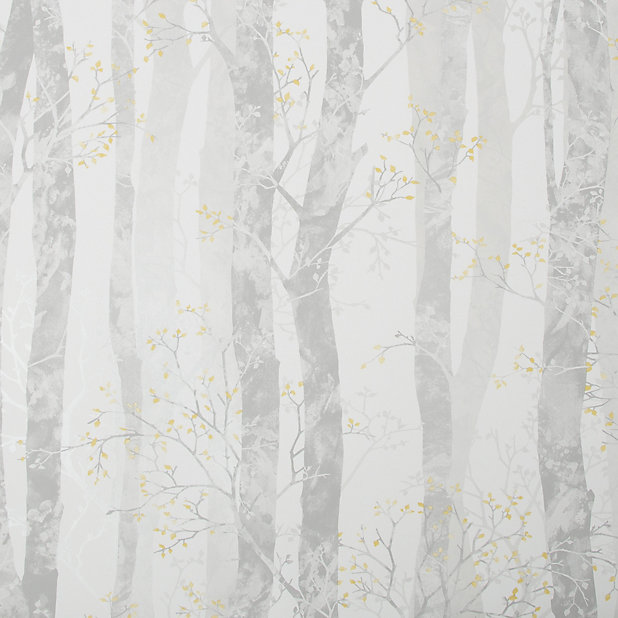 Sublime Grey & ochre Dappled trees Smooth Wallpaper | DIY at B&Q
