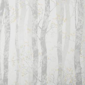 Sublime Grey & ochre Dappled trees Smooth Wallpaper