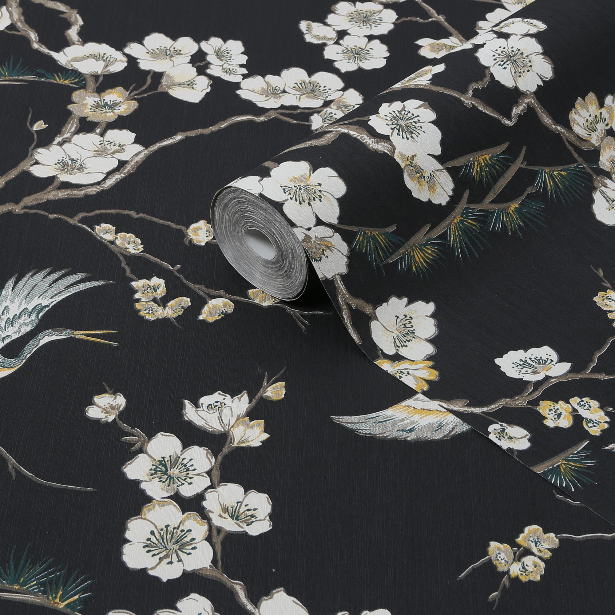 Sublime Japan Black/green Smooth Wallpaper Sample DIY at B&Q