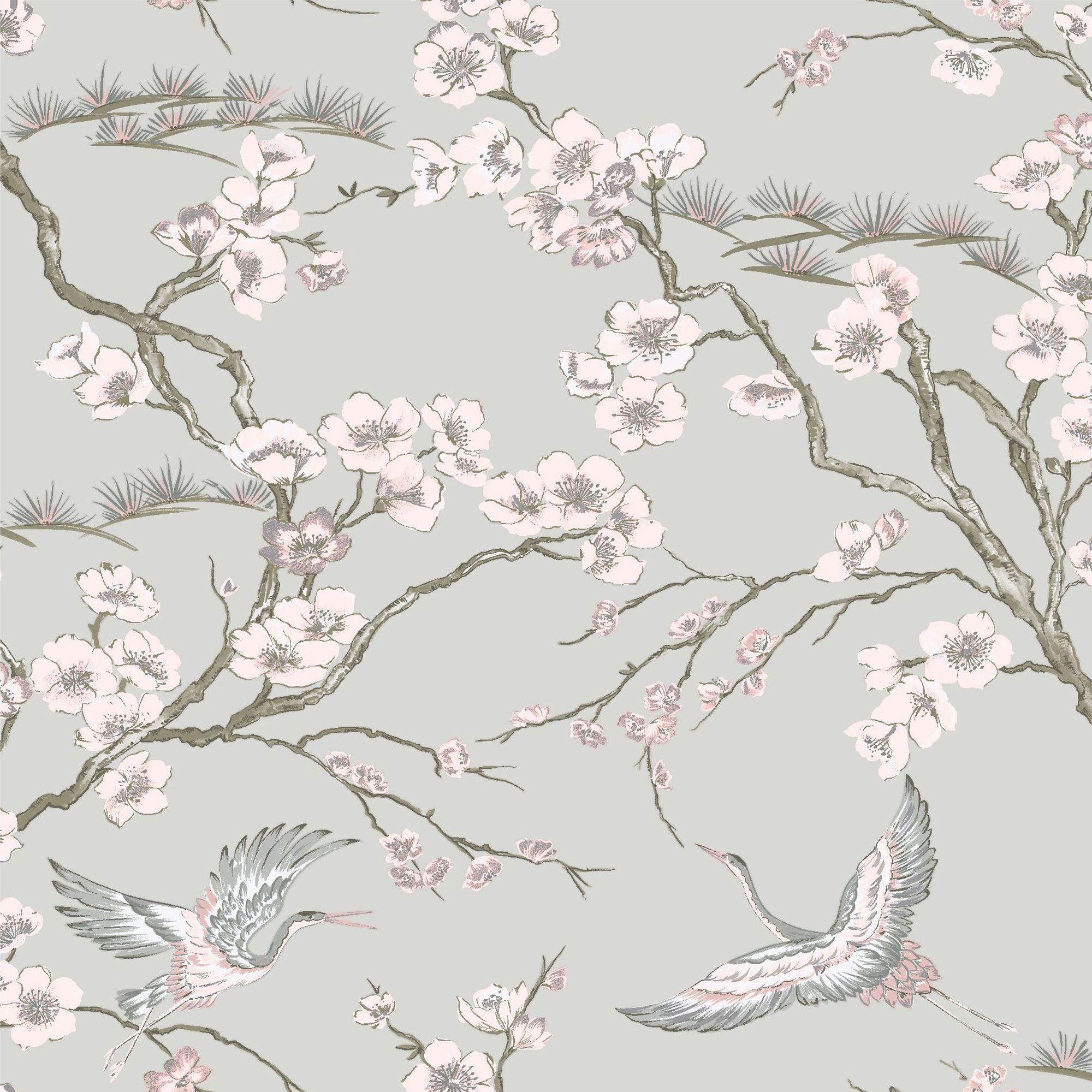 Sublime Japan Grey & pink Metallic effect Smooth Wallpaper