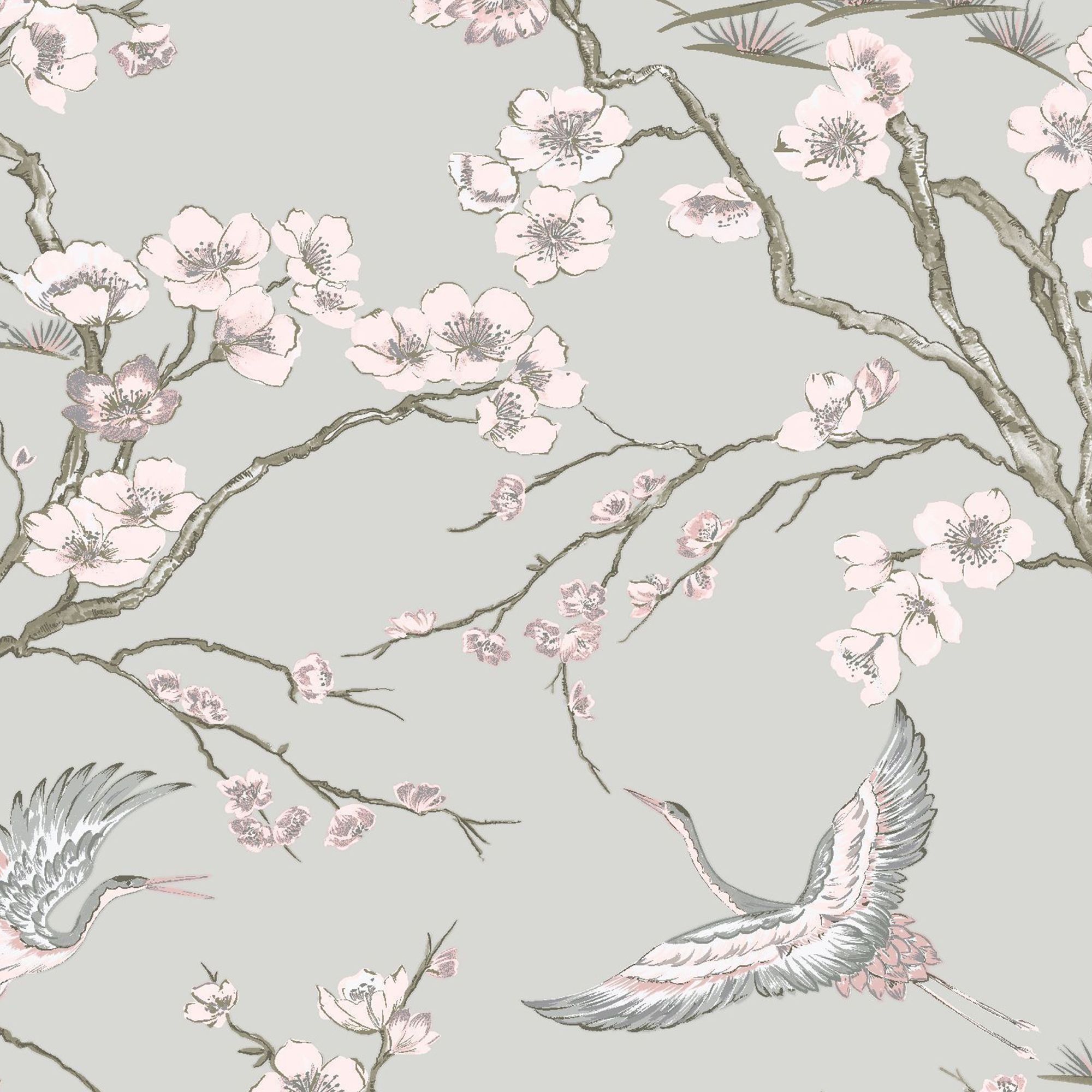 Sublime Japan Grey & pink Metallic effect Smooth Wallpaper