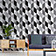 Sublime Marble Charcoal Geometric Metallic effect Smooth Wallpaper