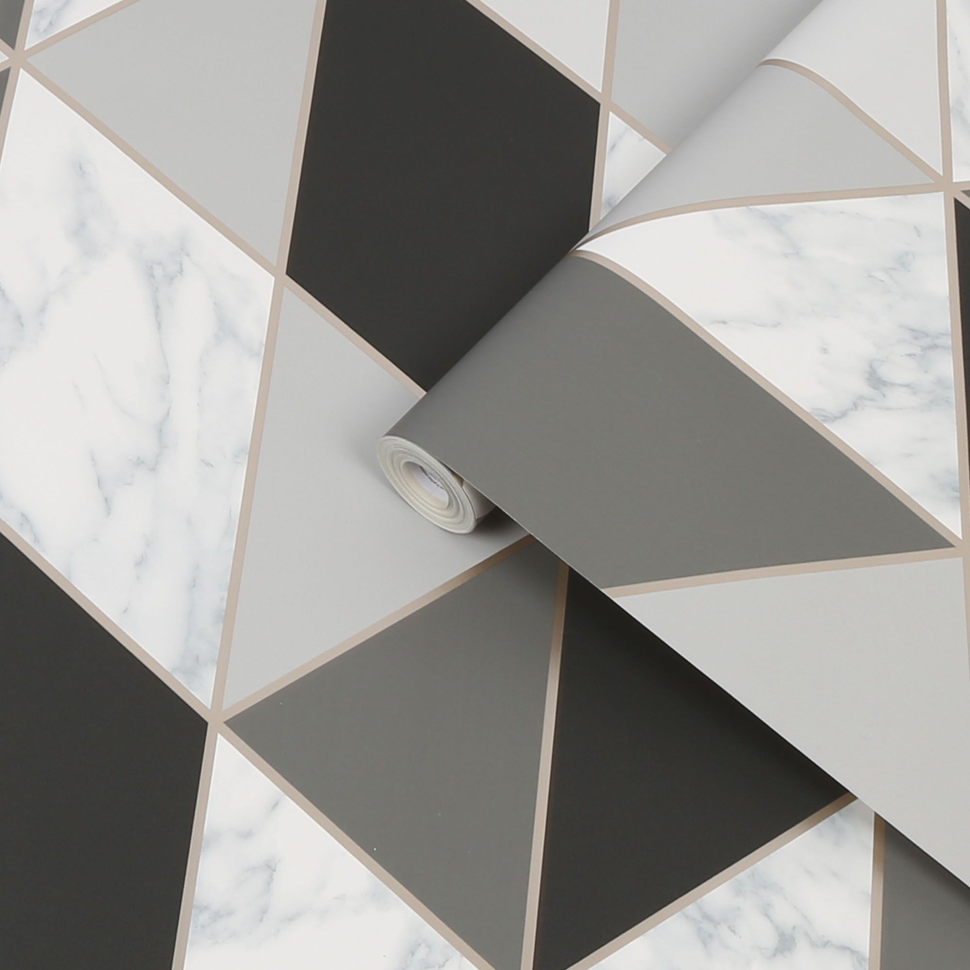 Sublime Marble Charcoal Metallic effect Geometric Smooth Wallpaper