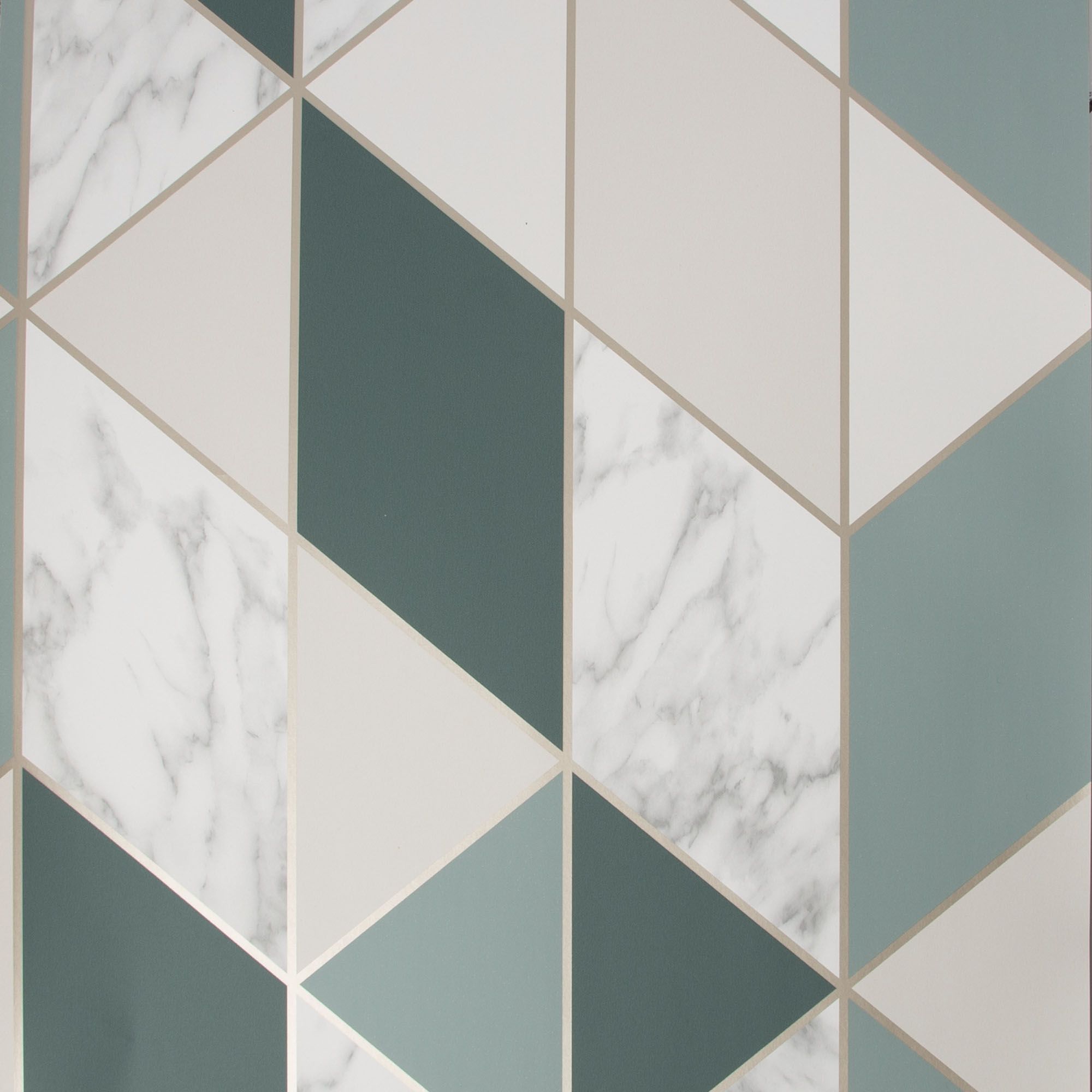 Sublime Marble Green Geometric Metallic effect Smooth Wallpaper DIY at B&Q