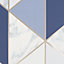 Sublime Marble Navy Geometric Metallic effect Smooth Wallpaper