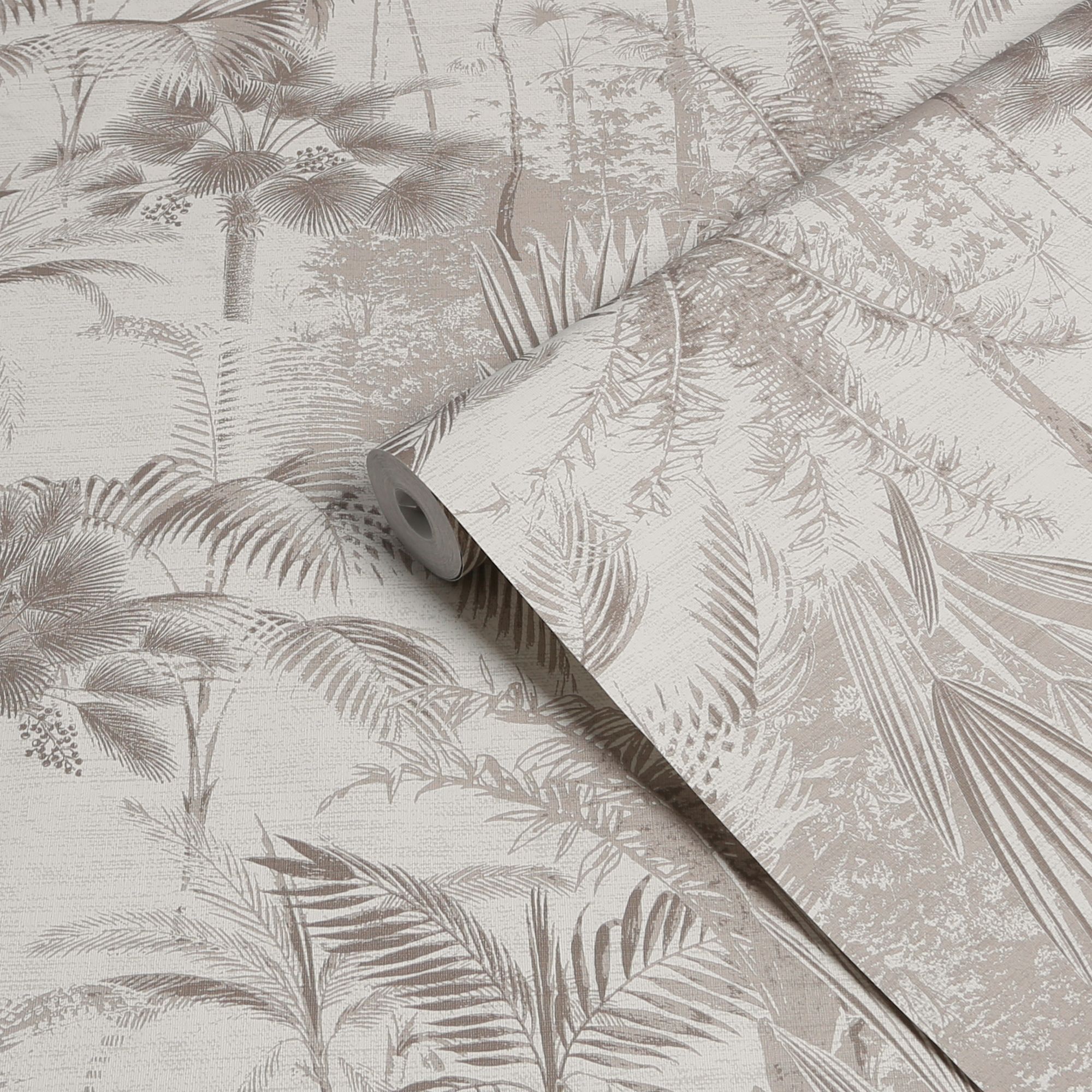 Sublime Patterned Neutral Jungle Embossed Wallpaper