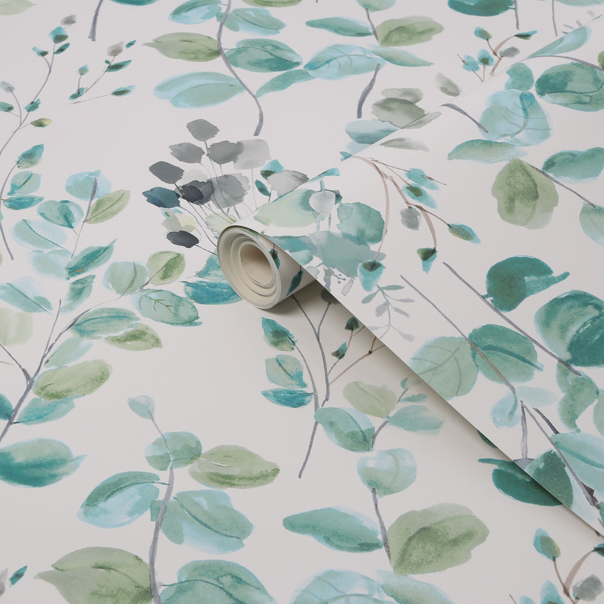 Sublime Watercolour Green Floral Smooth Wallpaper DIY at B&Q
