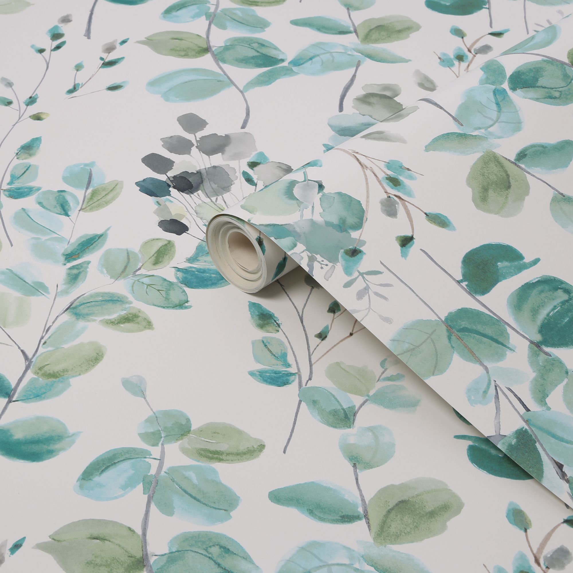 Sublime Watercolour Green Floral Smooth Wallpaper