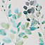 Sublime Watercolour Green Floral Smooth Wallpaper