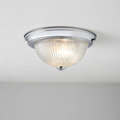 Sudbury Brushed Glass & metal Chrome effect Ceiling light