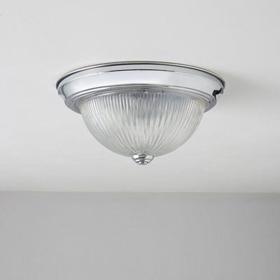 Sudbury Brushed Glass & metal Chrome effect Ceiling light