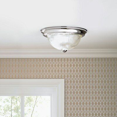 Sudbury Brushed Glass & metal Chrome effect Ceiling light