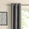 Suedine Concrete Plain Unlined Eyelet Curtains (W)167cm (L)183cm, Pair