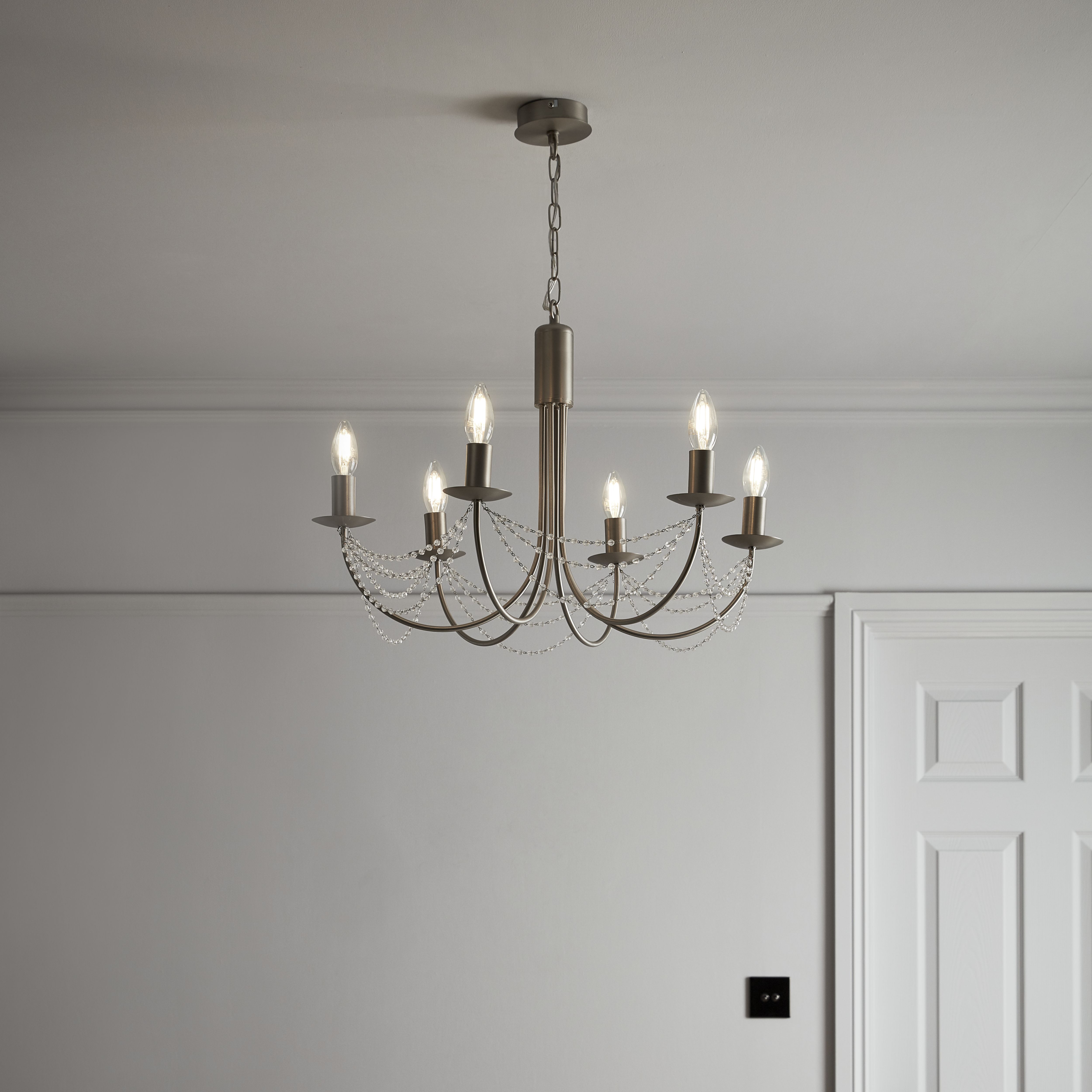 Suhel Chrome effect 6 Lamp Pendant ceiling light, (Dia)615mm DIY at B&Q