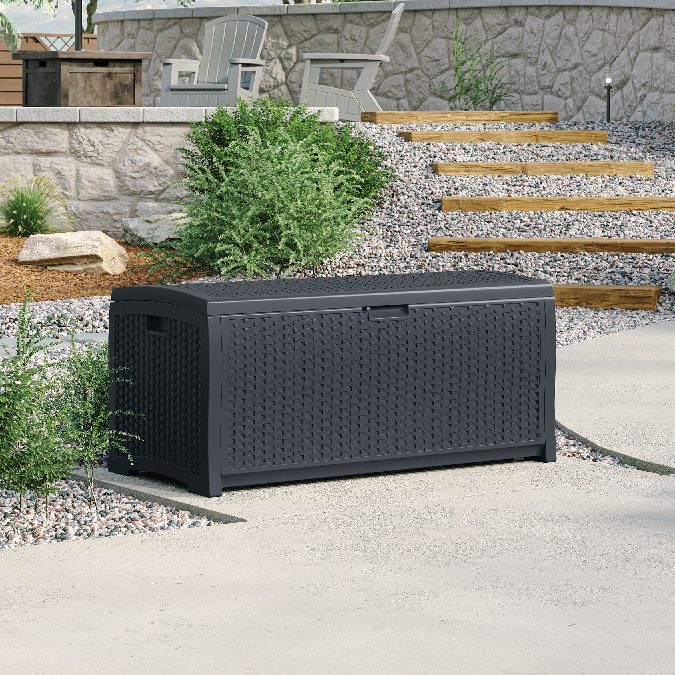 Suncast Missouri 276L Resin Garden storage box - Grey (W)117cm (D)60cm ...