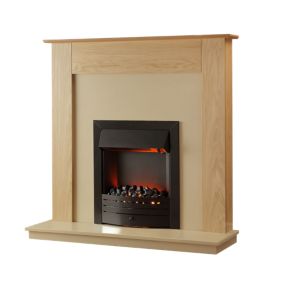 Suncrest Cartmel Oak effect MDF & stainless steel Freestanding Electric fire suite