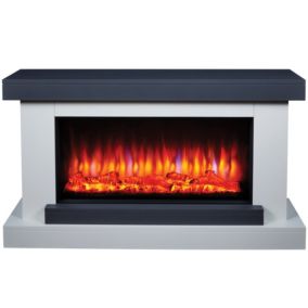 Suncrest Colorado Grey & white Glass, MDF & metal Freestanding Electric fire suite