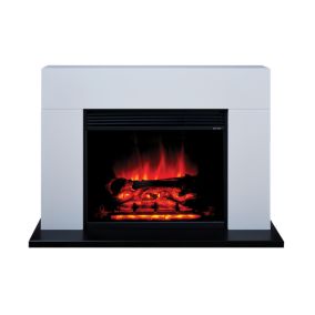 Suncrest Lindale White MDF & stainless steel Freestanding Electric fire suite