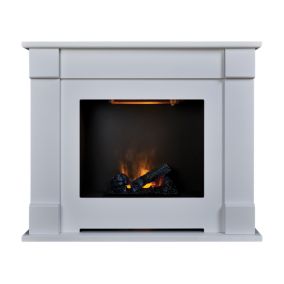 Suncrest Lucera White MDF & stainless steel Freestanding Electric fire suite