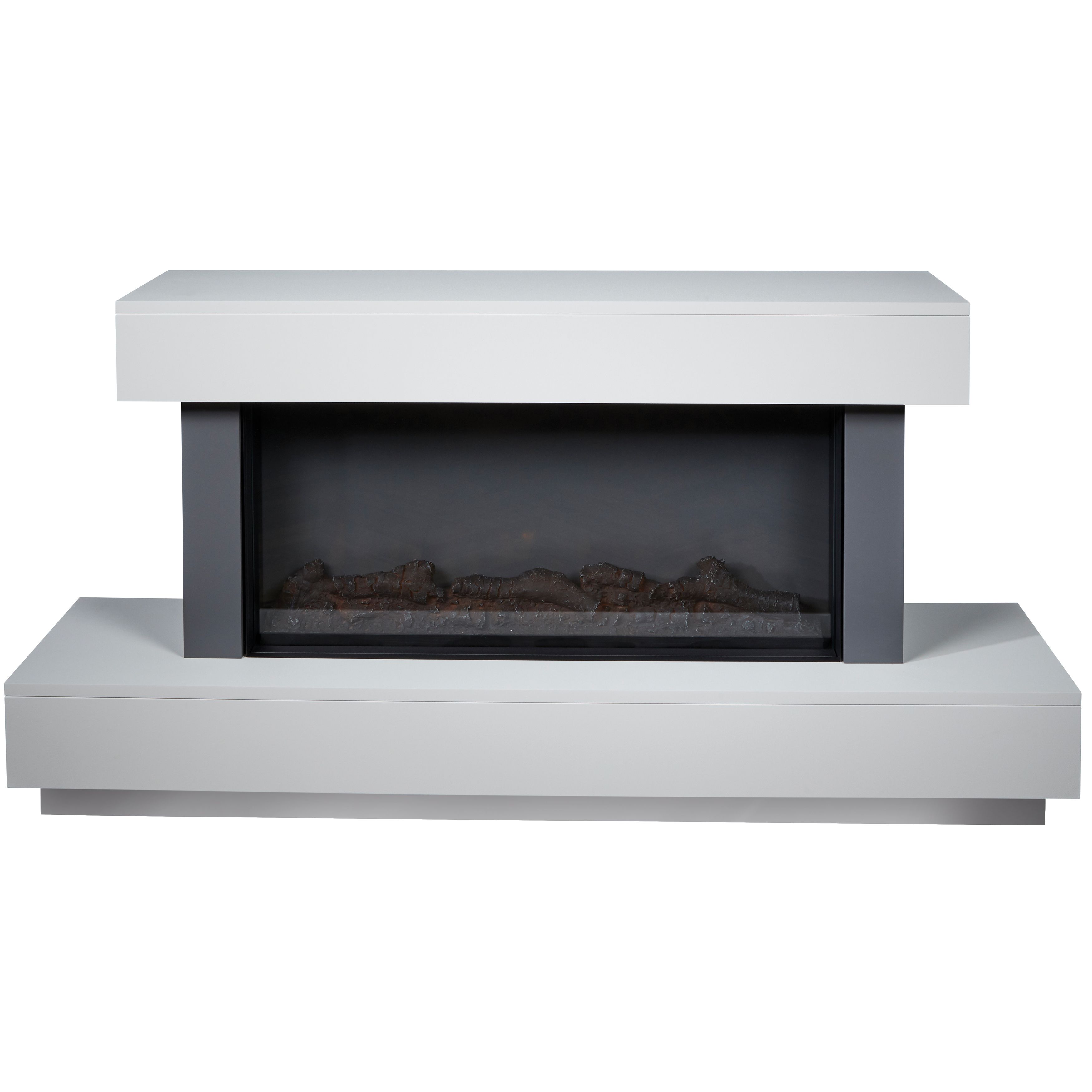 Suncrest Madison Grey & white Glass, MDF & metal Freestanding Electric fire suite