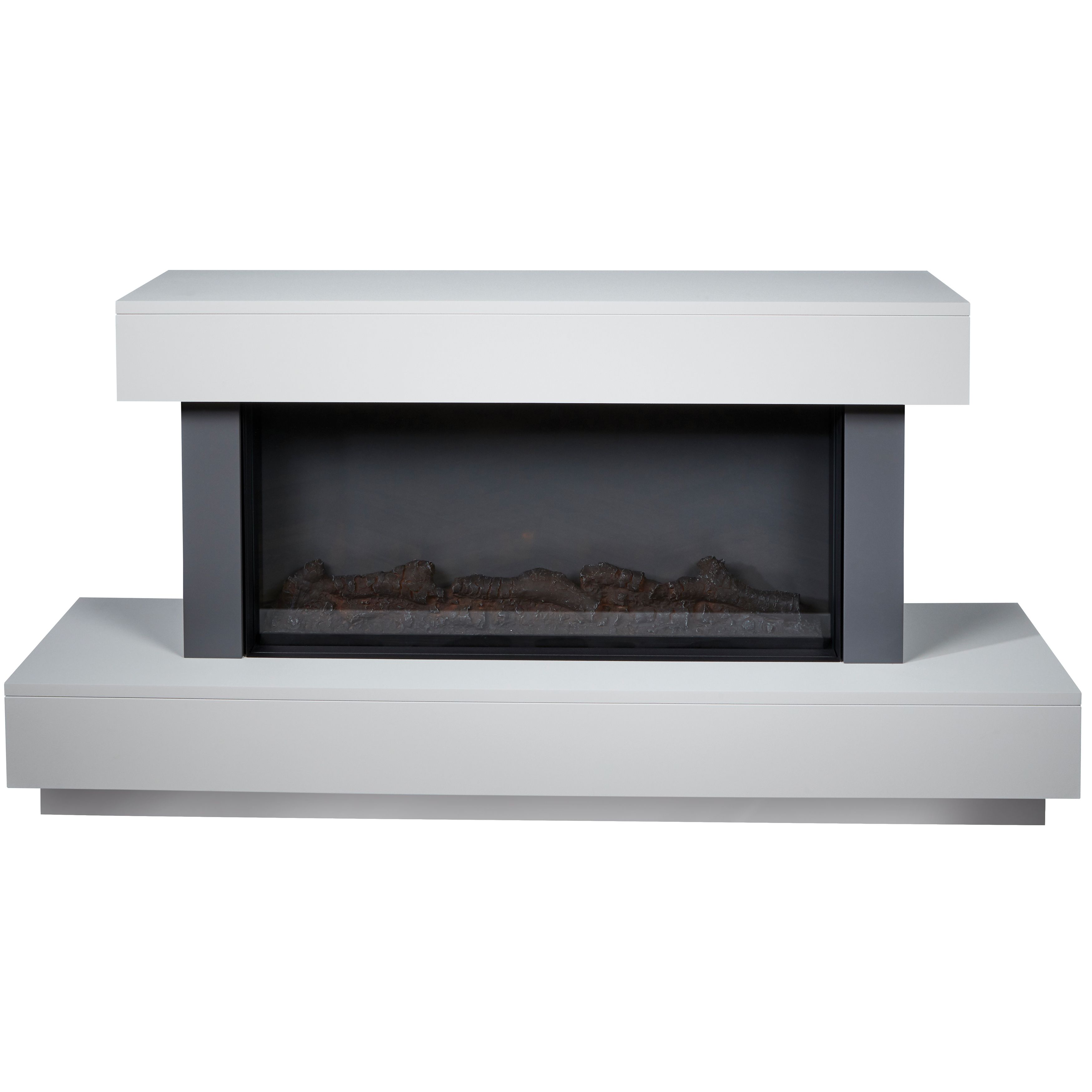 Suncrest Madison Grey & white Stone effect Glass, MDF & metal Freestanding Electric fire suite