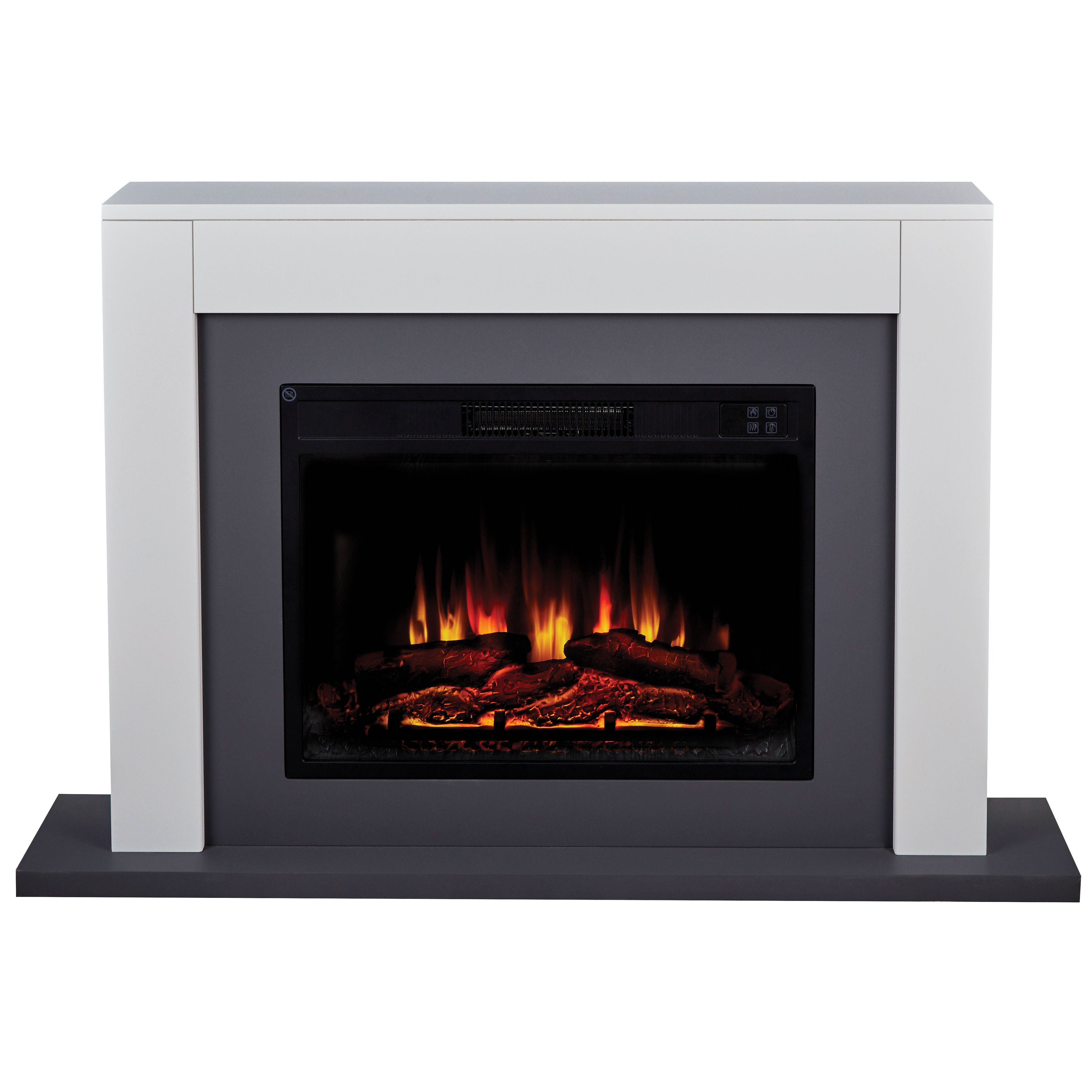 Suncrest Marlow Grey MDF & stainless steel Freestanding Electric fire suite