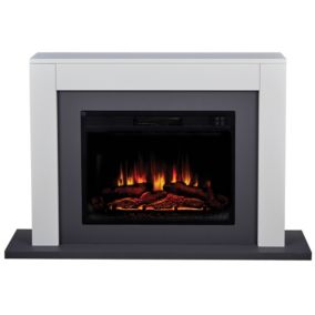 Suncrest Marlow Grey MDF & stainless steel Freestanding Electric fire suite