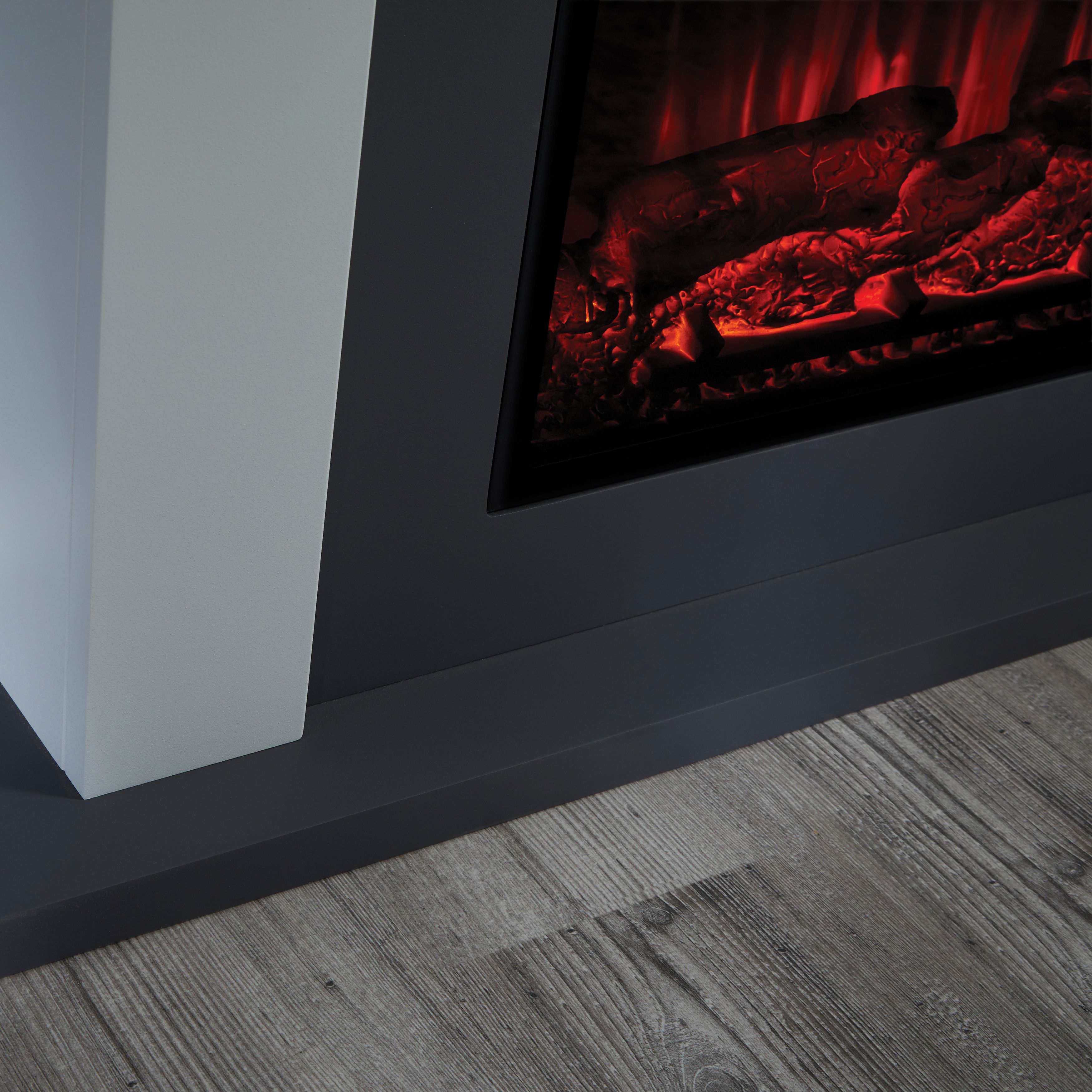 Suncrest Marlow Grey Stone effect MDF & stainless steel Freestanding Electric fire suite