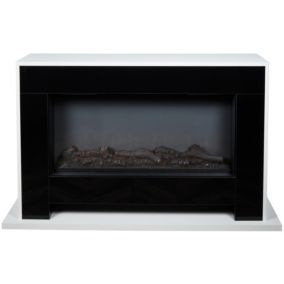Suncrest Nebraska Black & white Glass, MDF & metal Freestanding Electric fire suite