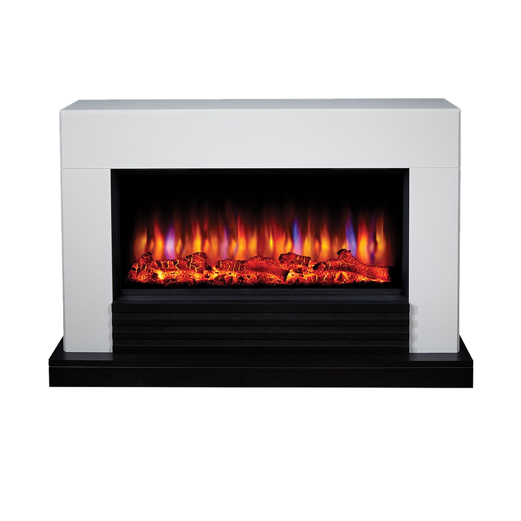 Suncrest Raby White MDF & stainless steel Freestanding Electric fire suite